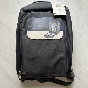 Grey Picnic Time Picnic Cooler Backpack with Picnic Service for Two